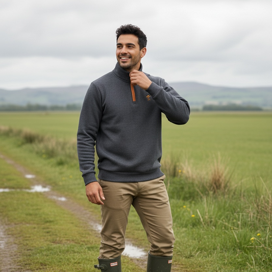 Hereward Grey & Orange Quarter Zip