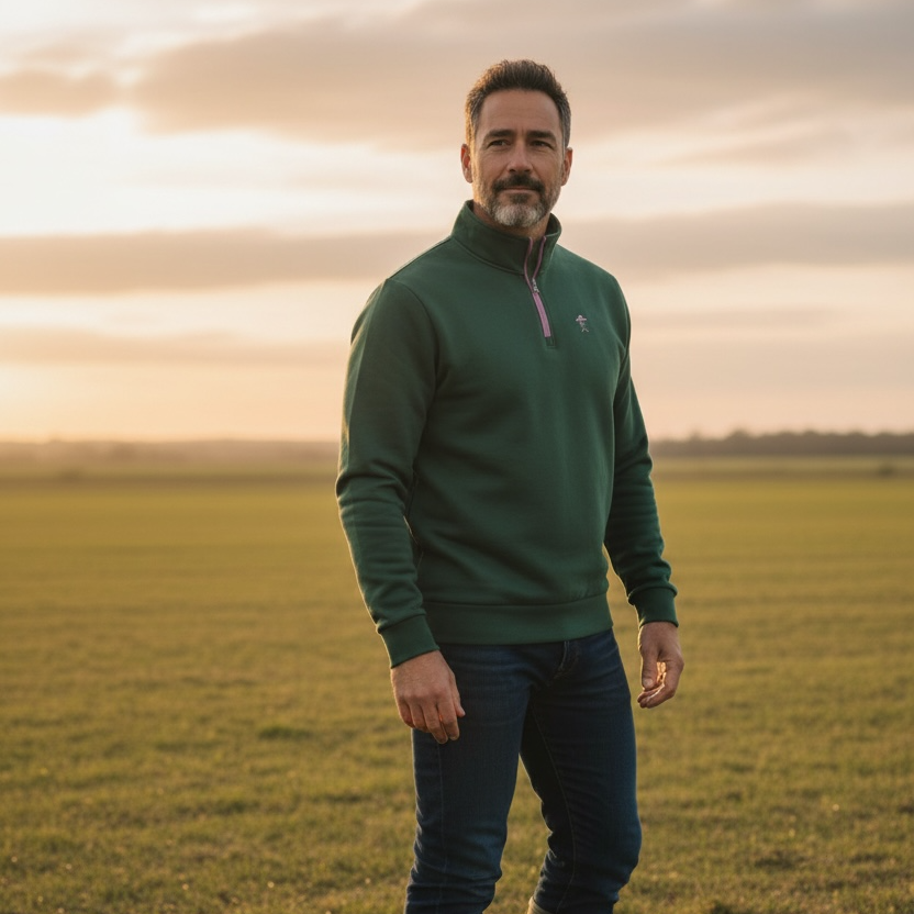 Hereward Green & Lavender Quarter Zip