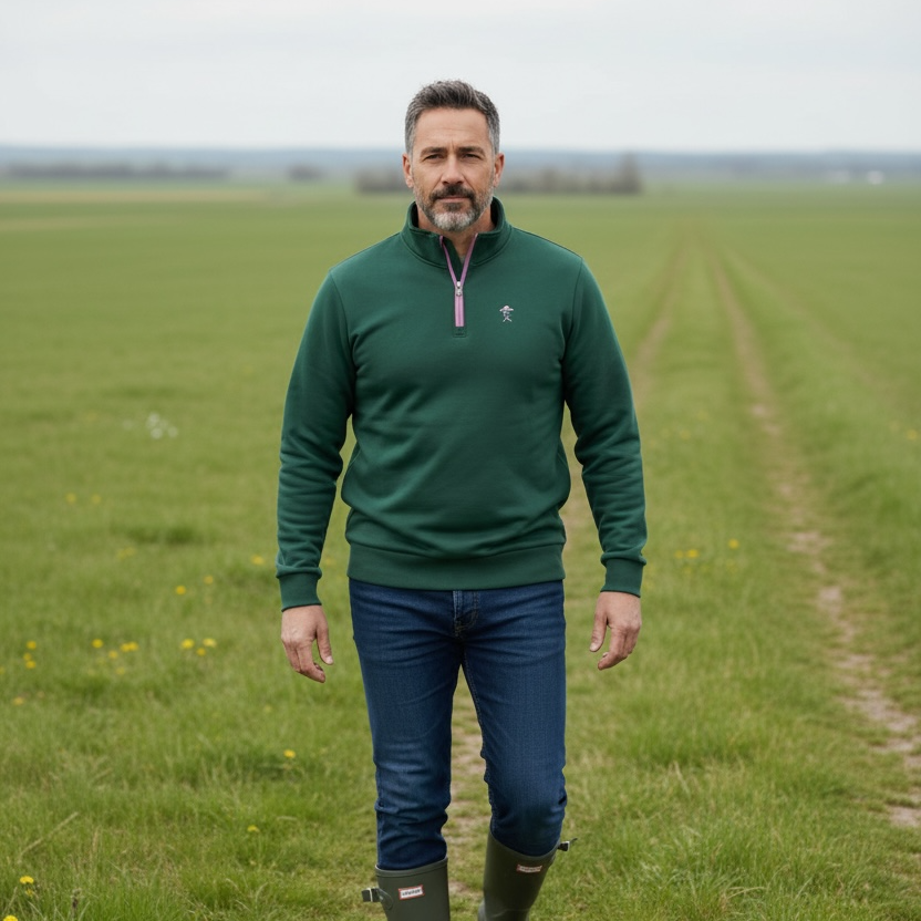 Hereward Green & Lavender Quarter Zip