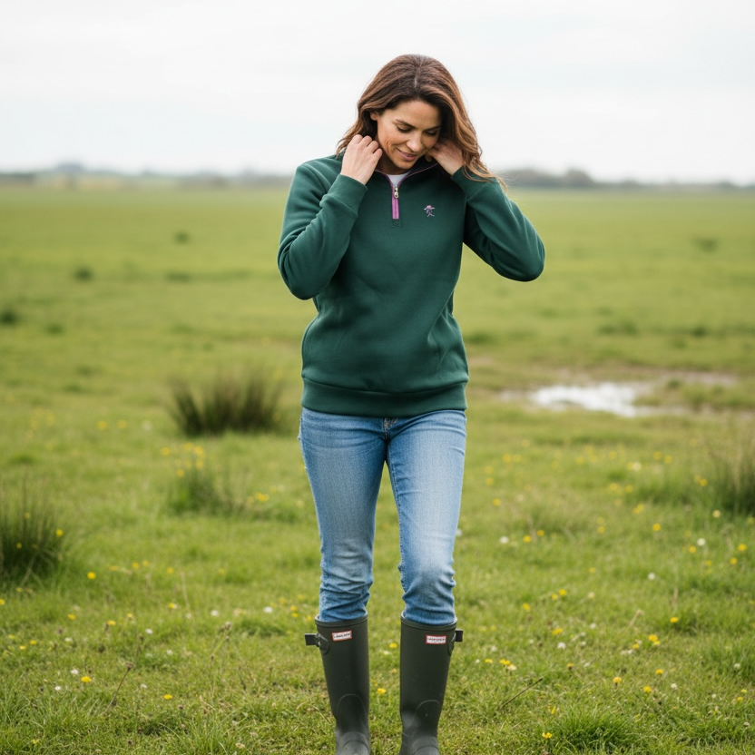 Hereward Green & Lavender Quarter Zip