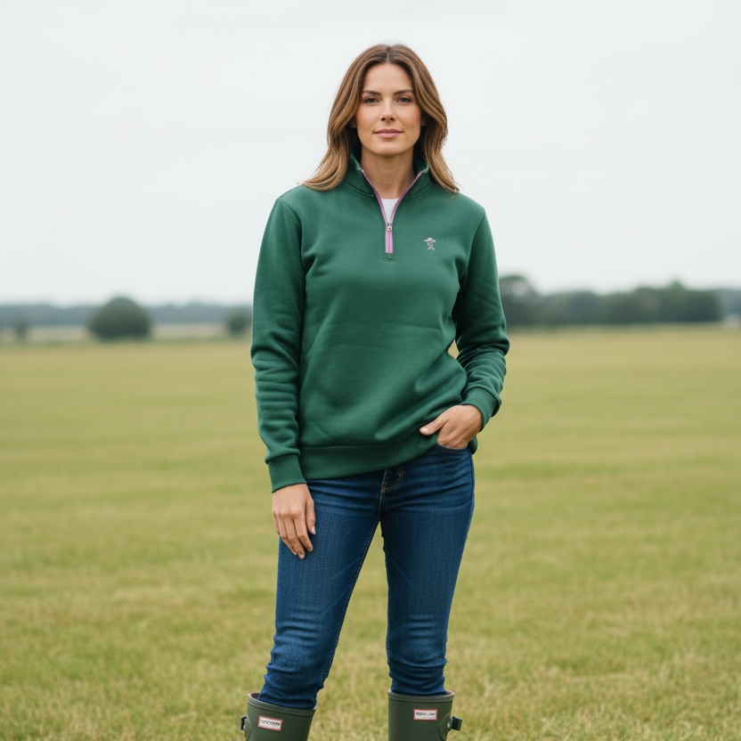 Hereward Green & Lavender Quarter Zip