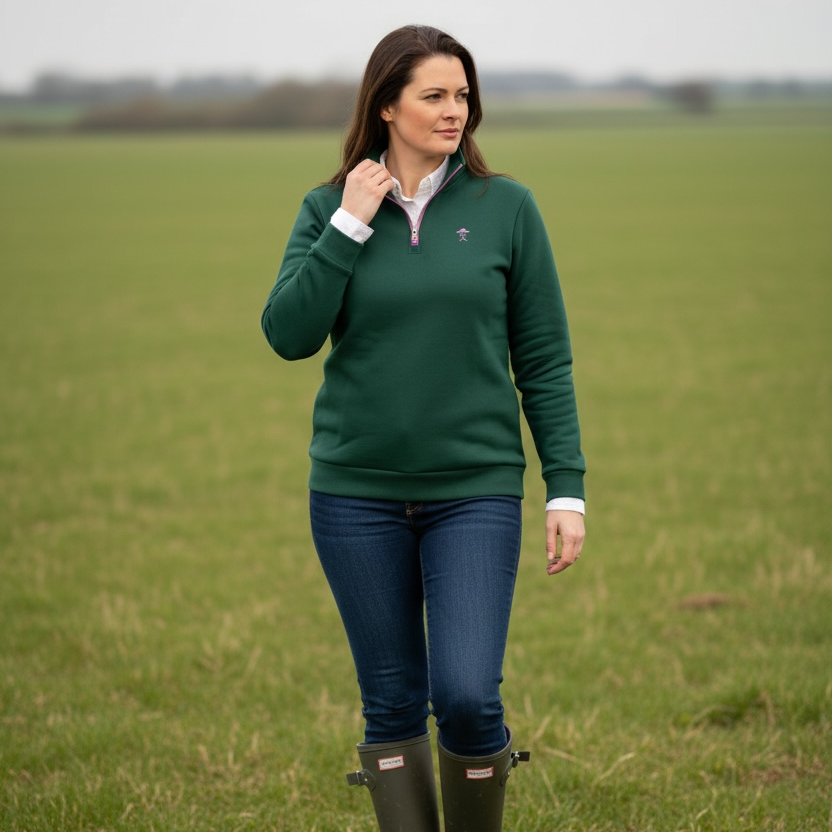 Hereward Green & Lavender Quarter Zip
