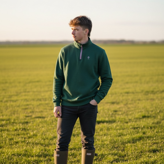 Hereward Green & Lavender Quarter Zip