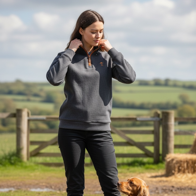 Hereward Grey & Orange Quarter Zip