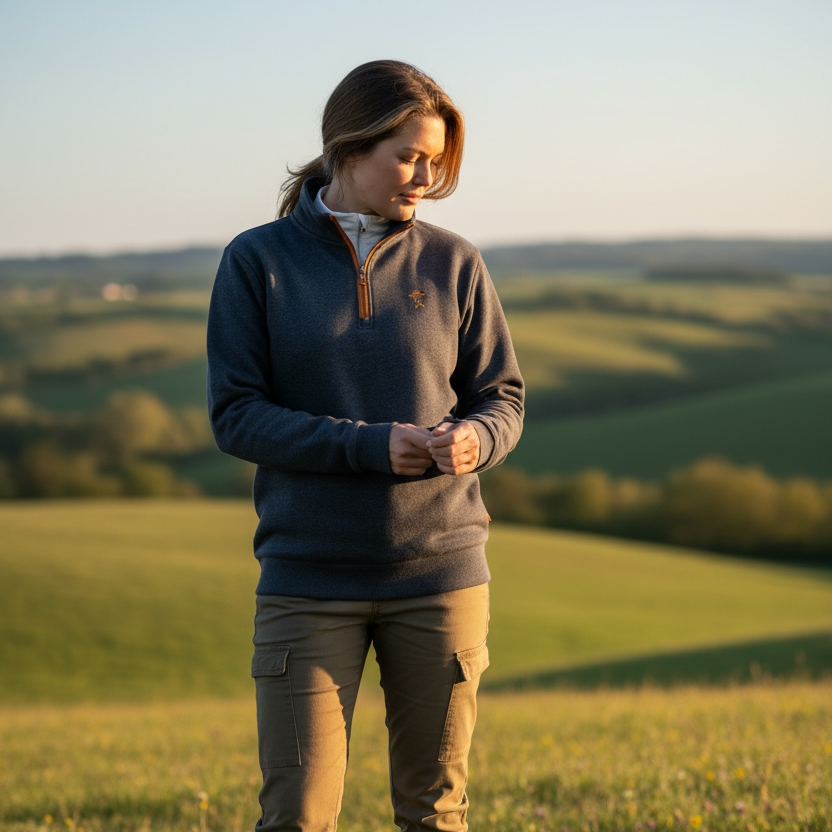 Hereward Grey & Orange Quarter Zip
